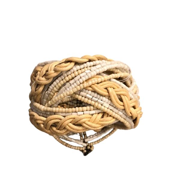 Charming Charlie Beaded Cuff Bracelet Twisted Boho Festival NWT - Picture 1 of 4